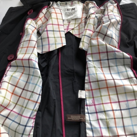 Coach Double Breasted Short Length Black Belted Trench Coat Jacket Small - Picture 13 of 15
